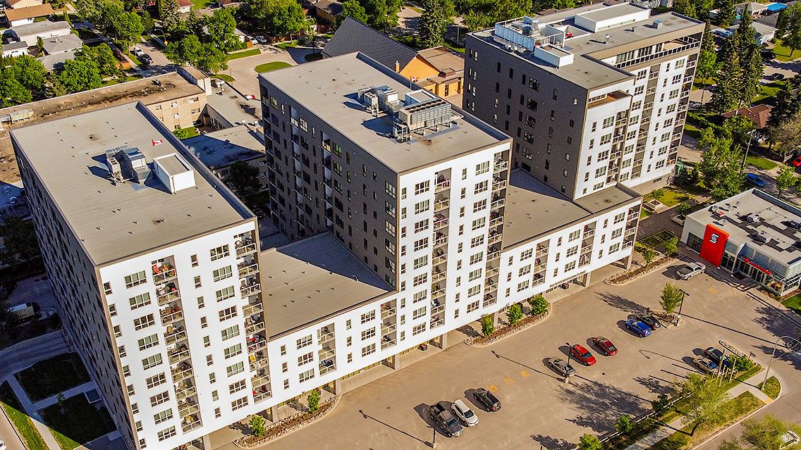 Newly built 10-floor concrete apartment building located in the heart of North Kildonan.