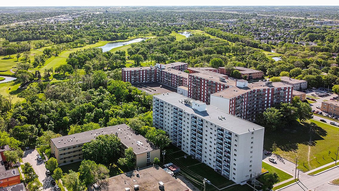 10-floor concrete building in St. Vital with spacious 1 & 2 bedroom suites.
